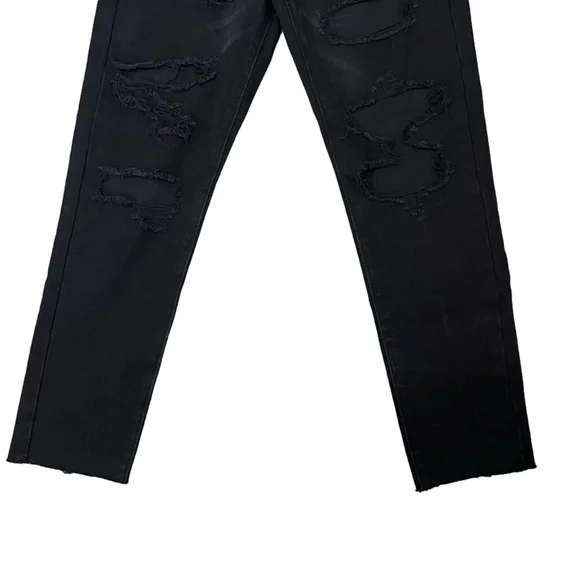 Nasty Gal NWT School Day Distressed Mom Jeans 4 Black High Rise Destroyed - Picture 3 of 7